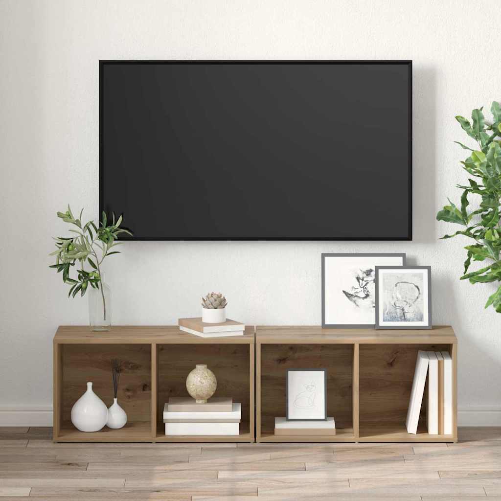 TV Cabinet Set Wall-mounted 2 pcs Artisan Oak 37 x 35 x 72 cm