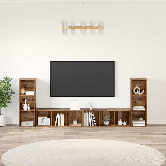 TV Cabinet Set 4 pcs Old Wood Engineered Wood