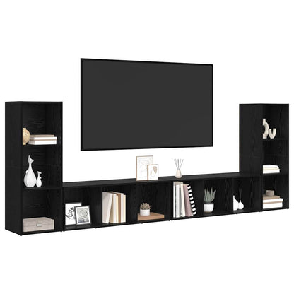 TV Cabinet Set 4 pcs Black Oak 37 x 35 x 107 cm Engineered Wood