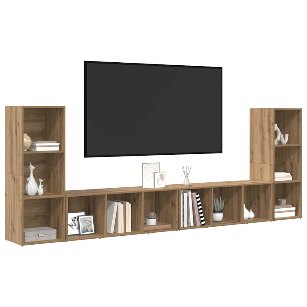 TV Cabinet Set 4 pcs Artisan Oak Engineered Wood
