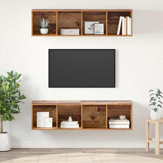 TV Cabinet Set 2 pcs Old Wood Engineered Wood