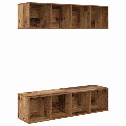 TV Cabinet Set 2 pcs Old Wood Engineered Wood