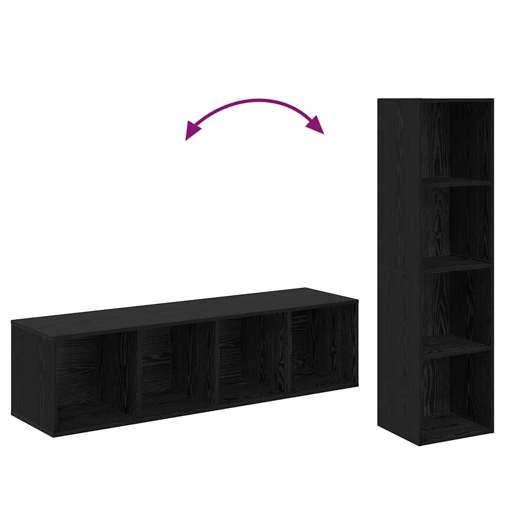 TV Cabinet Set Wall-mounted 2 pcs Black Oak 37 x 37 x 142.5 cm