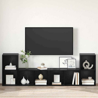 TV Cabinet Set 4 pcs Black Oak 37 x 37 x 72 cm Engineered Wood