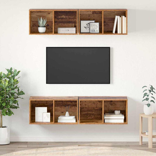 TV Cabinet Set 4 pcs Old Wood Engineered Wood