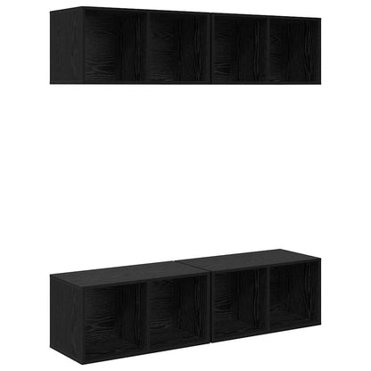 TV Cabinet Set 4 pcs Black Oak 37 x 37 x 72 cm Engineered Wood