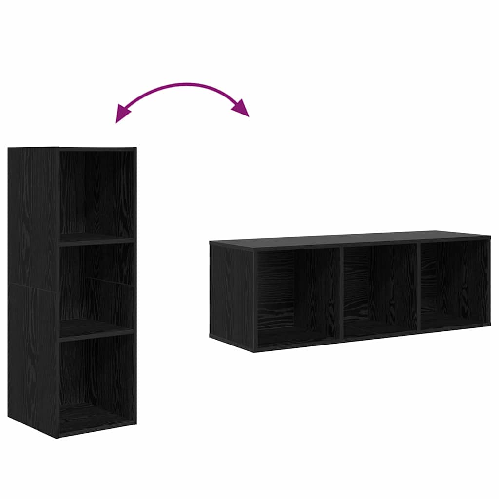 TV Cabinet Set 4 pcs Black Oak 37 x 37 x 107 cm Engineered Wood