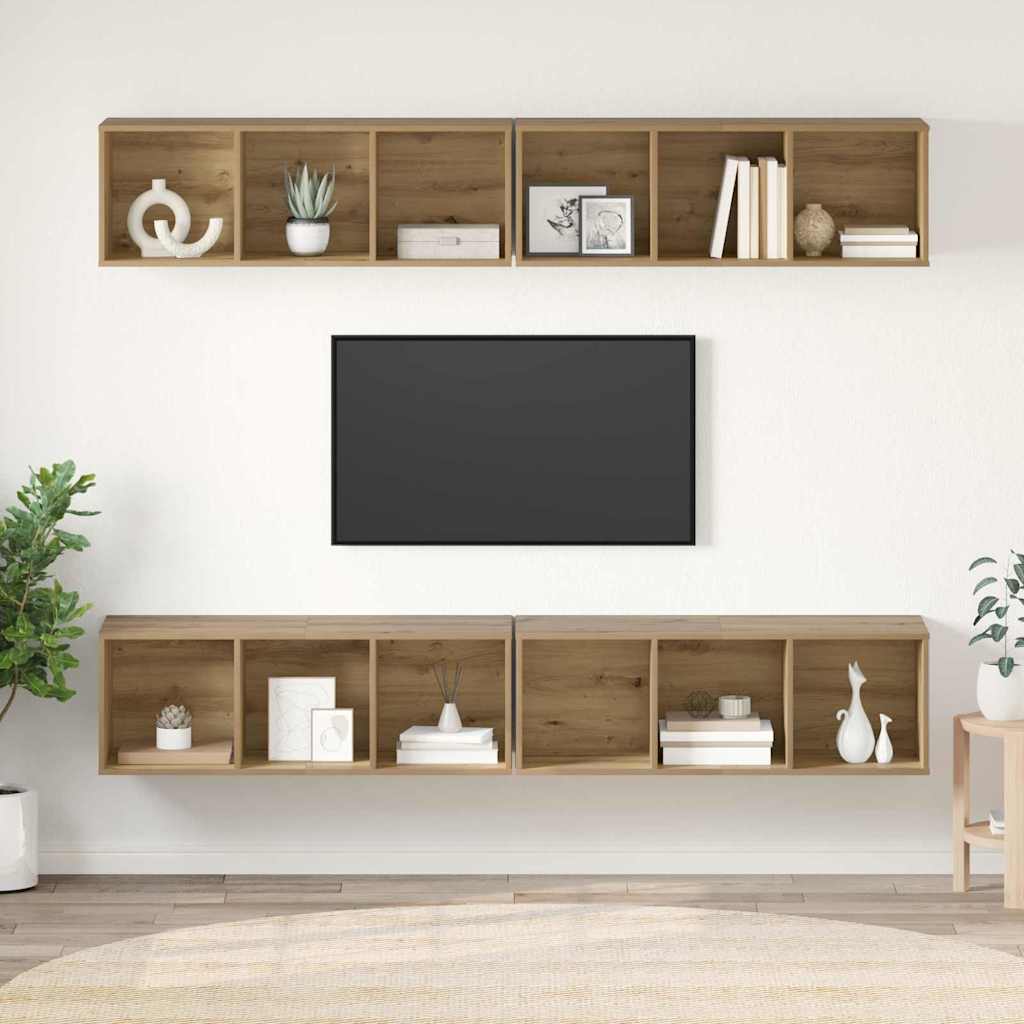 TV Cabinet Set 4 pcs Artisan Oak Engineered Wood