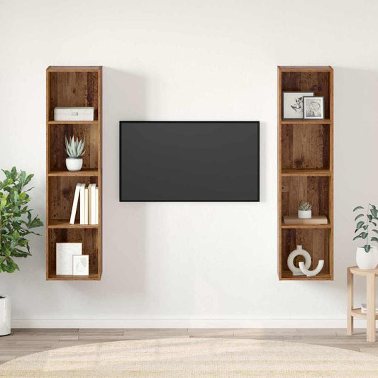 TV Cabinet Set 2 pcs Brown Engineered Wood
