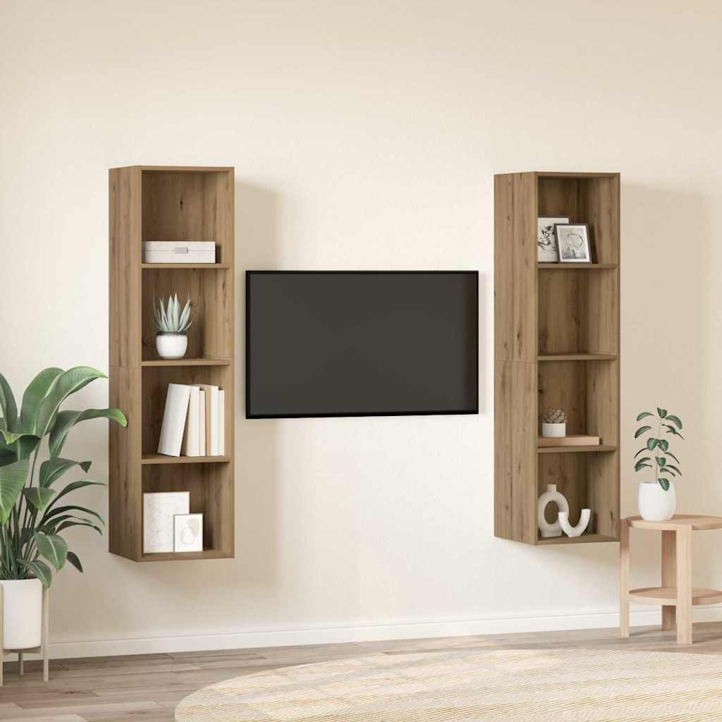 TV Cabinet Set 2 pcs Brown Engineered Wood