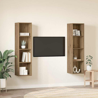 TV Cabinet Set 2 pcs Brown Engineered Wood