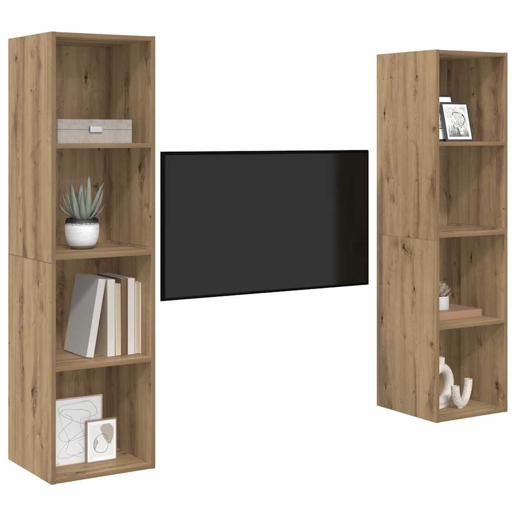 TV Cabinet Set 2 pcs Brown Engineered Wood