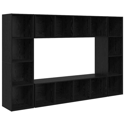 TV Cabinet Set 4 pcs Black Engineered Wood