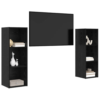 TV Cabinet Set 2 pcs Black Oak 107 x 35 x 37 cm Engineered Wood