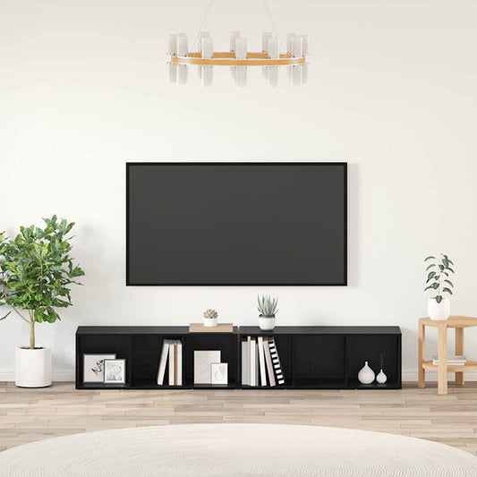 TV Cabinet Set 2 pcs Black Oak Engineered Wood
