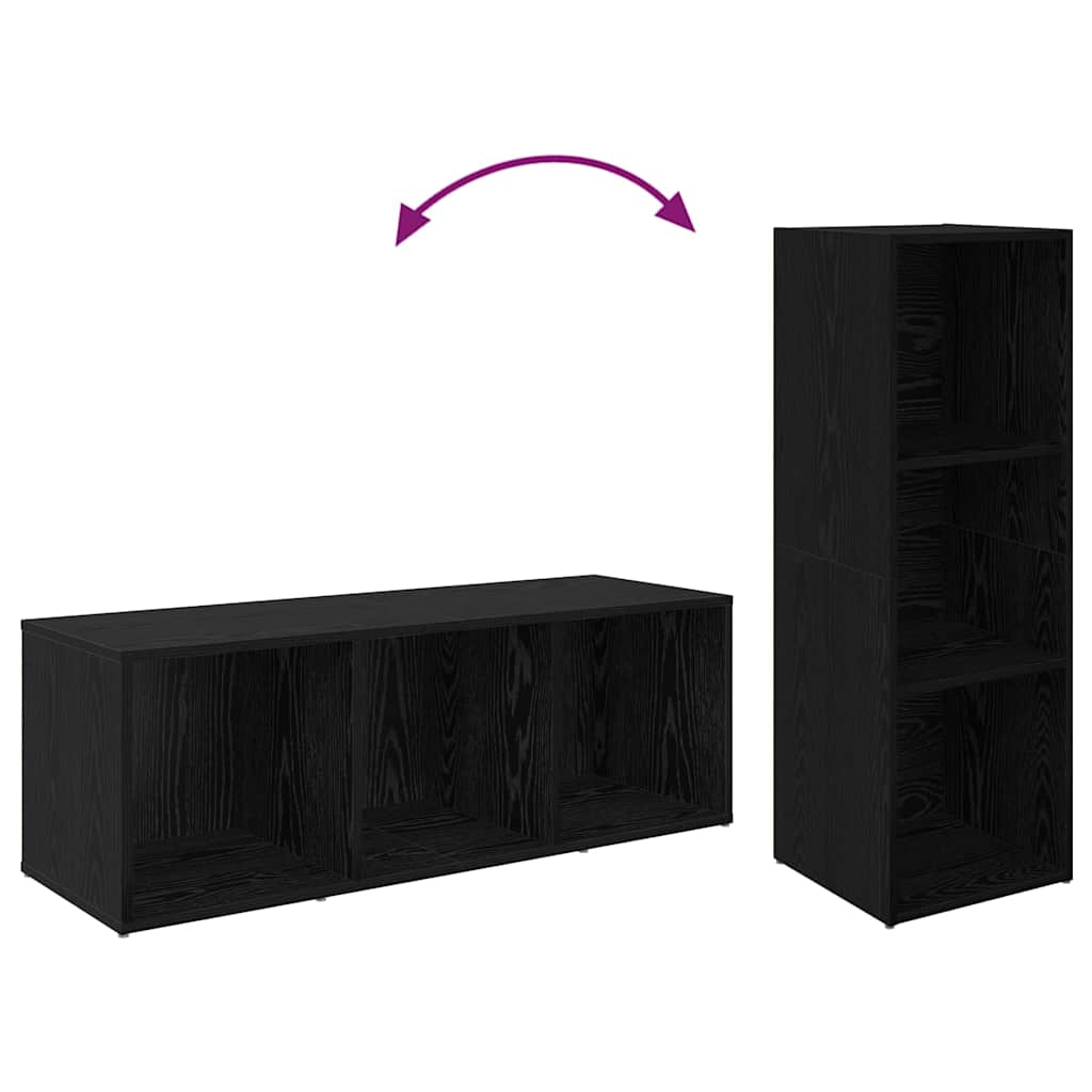 TV Cabinet Set 2 pcs Black Oak 37 x 35 x 107cm Engineered Wood