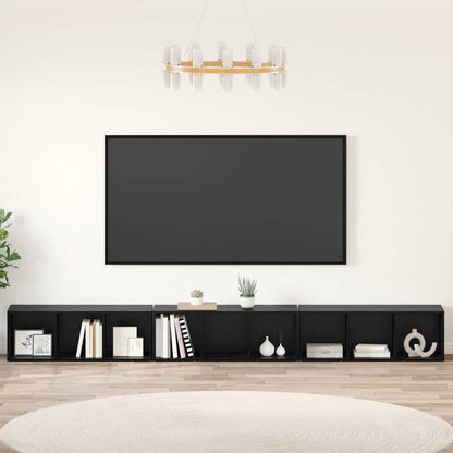 TV Cabinet Set 3 pcs Black Oak 37 x 35 x 107 cm Engineered Wood