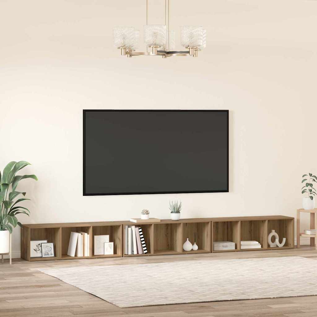 TV Cabinet Set 3 pcs Artisan Oak Engineered Wood