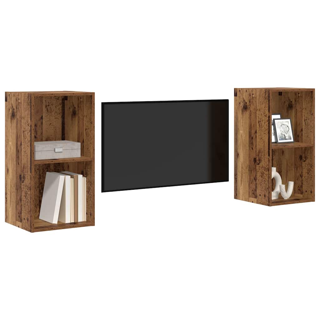 TV Cabinet Set 2 pcs Old Wood 37 x 37 x 72 cm Engineered Wood