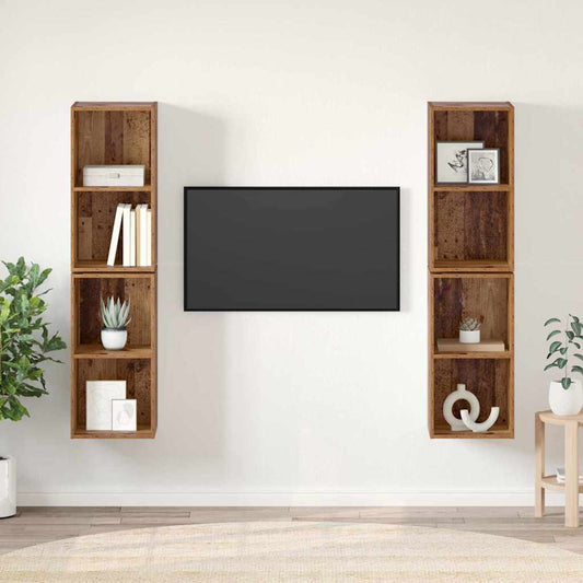 TV Cabinet Set 4 pcs Old Wood Engineered Wood