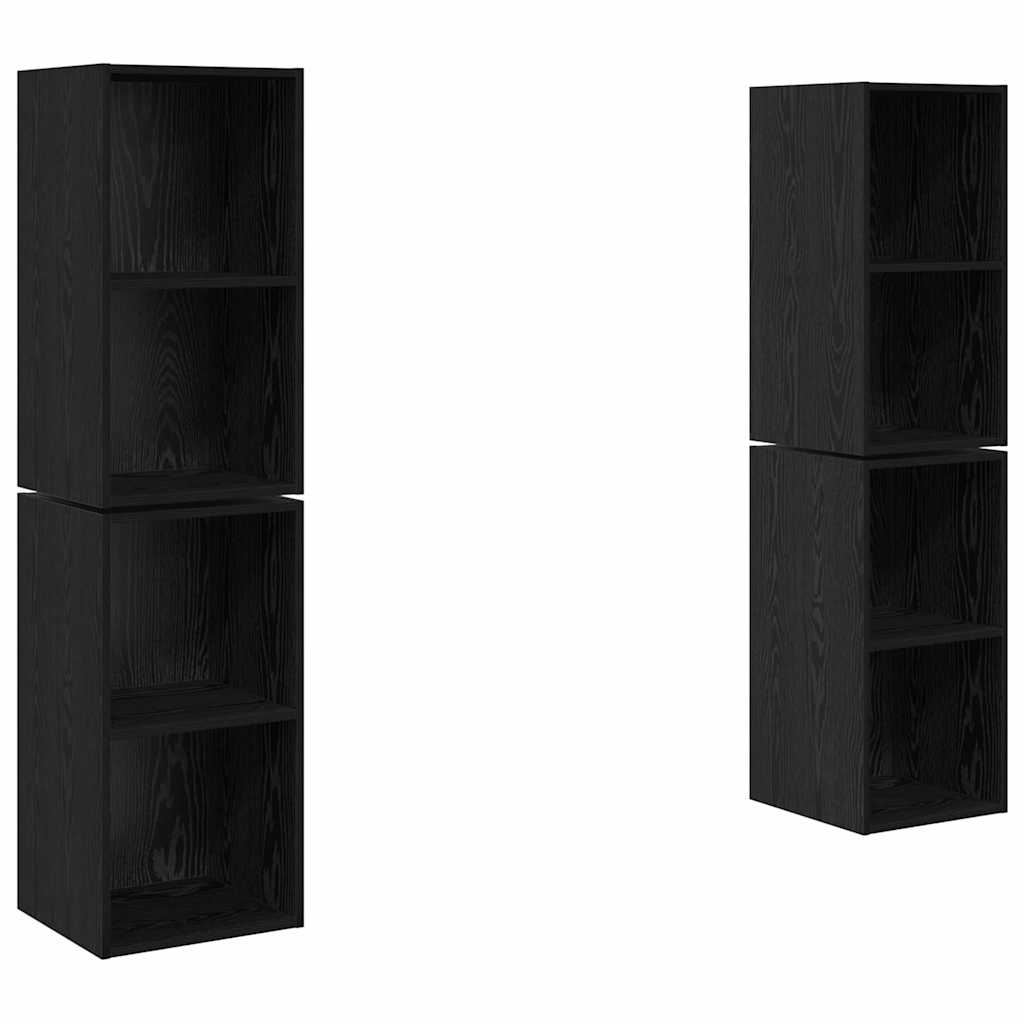 TV Cabinet Set 4 pcs Black Oak 37 x 37 x 72 cm Engineered Wood