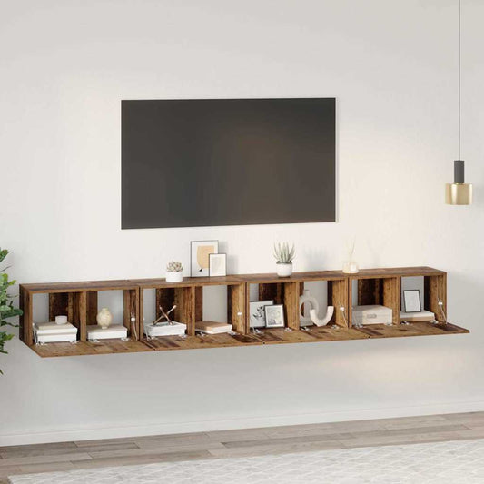 TV Cabinet Set 4 pcs Old Wood Engineered Wood