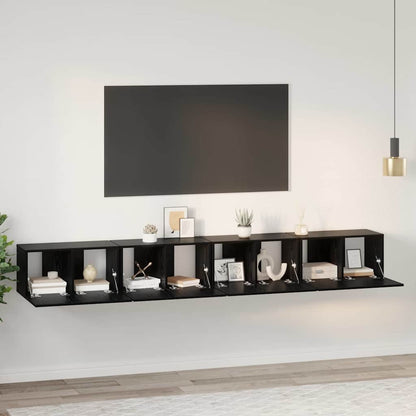 TV Cabinet Set 4 pcs Black Oak 60 x 30 x 30 cm Engineered Wood