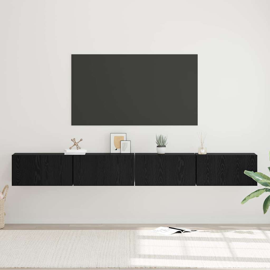 TV Cabinet Set 4 pcs Black Oak 60 x 30 x 30 cm Engineered Wood