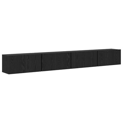 TV Cabinet Set 4 pcs Black Oak 60 x 30 x 30 cm Engineered Wood