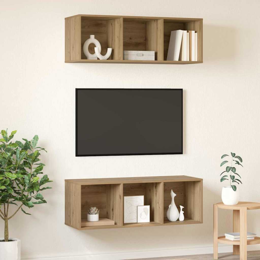 TV Cabinet Set 2 pcs Artisan Oak Engineered Wood