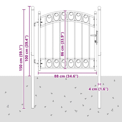 Fence Gate EMMEN 100 x 100 cm Powder-coated steel Grey Lockable