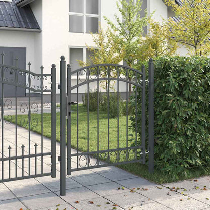 Fence Gate EMMEN 125 x 100 cm Powder-coated steel Grey Lockable