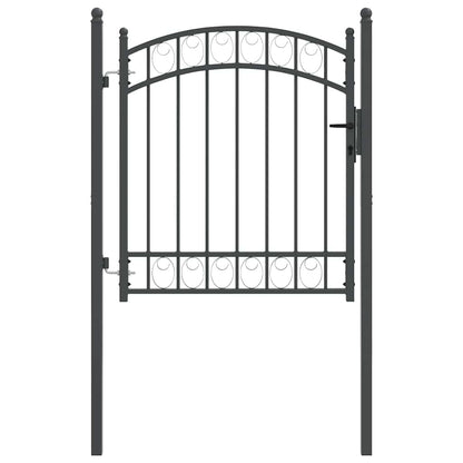 Fence Gate EMMEN 125 x 100 cm Powder-coated steel Grey Lockable