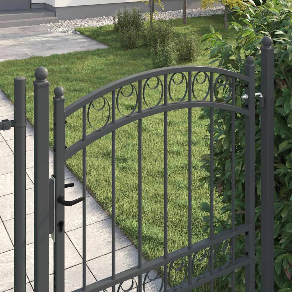 Fence Gate EMMEN 170 x 100 cm Powder-coated steel Grey Lockable