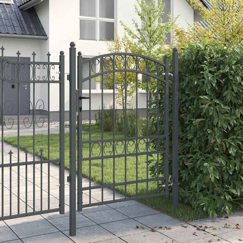 Fence Gate EMMEN 170 x 100 cm Powder-coated steel Grey Lockable