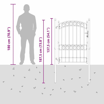 Fence Gate EMMEN 170 x 100 cm Powder-coated steel Grey Lockable