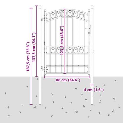 Fence Gate EMMEN 170 x 100 cm Powder-coated steel Grey Lockable