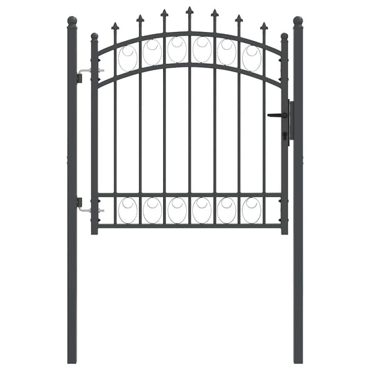 Fence Gate with Spikes EMMEN 100 x 100 cm Grey Lockable