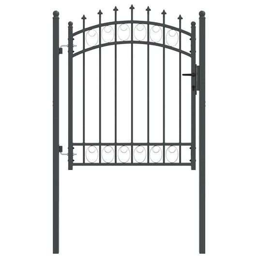 Fence Gate with Spikes EMMEN 125 x 100 cm Grey Lockable