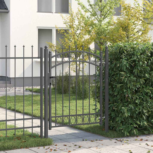 Fence Gate with Spikes EMMEN 150 x 100 cm Grey Lockable