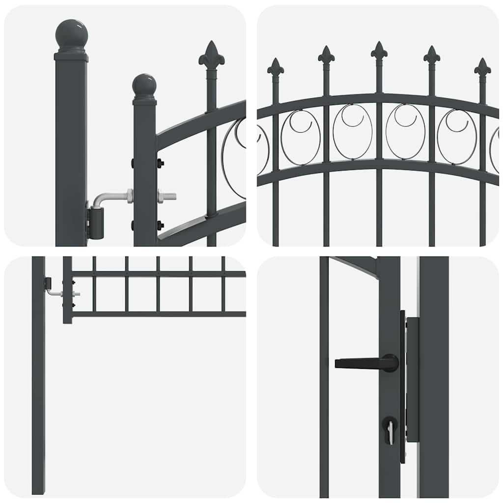Fence Gate with Spikes EMMEN 170 x 100 cm Powder-coated steel