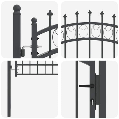 Fence Gate with Spikes EMMEN 170 x 100 cm Powder-coated steel