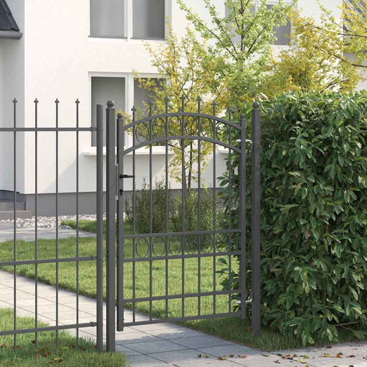 Fence Gate with Spikes EMMEN 170 x 100 cm Grey Lockable