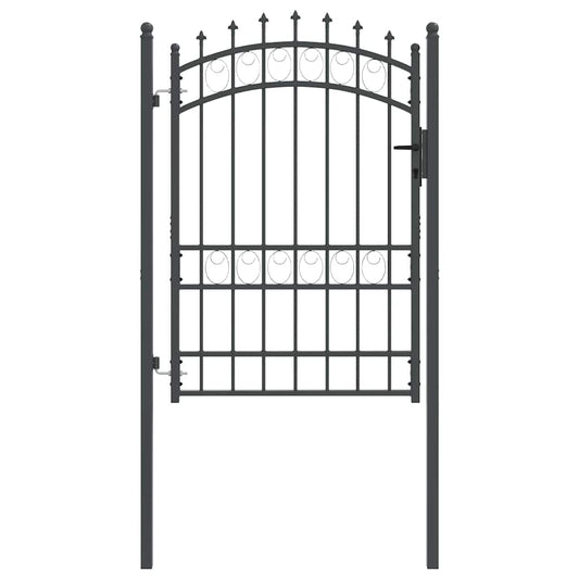Fence Gate with Spikes EMMEN 170 x 100 cm Grey Lockable