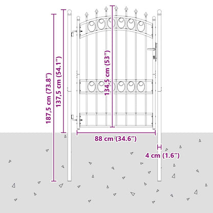 Fence Gate with Spikes EMMEN 170 x 100 cm Powder-coated steel