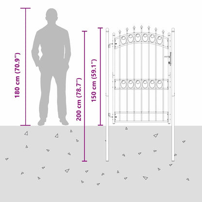 Fence Gate with Spikes EMMEN 200 x 100 cm Powder-coated steel
