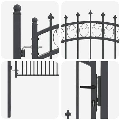 Fence Gate with Spikes EMMEN 125 x 100 cm Powder-coated steel