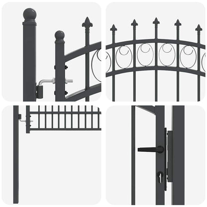 Fence Gate with Spikes EMMEN 170 x 100 cm Powder-coated steel