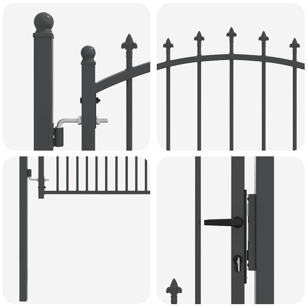 Fence Gate with Spikes EMMEN 125 x 100 cm Powder-coated steel