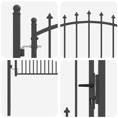 Fence Gate with Spikes EMMEN 125 x 100 cm Powder-coated steel
